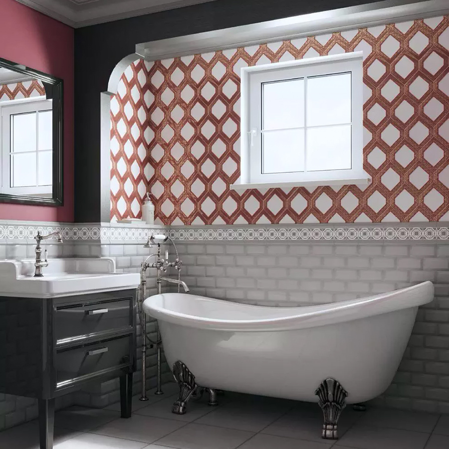 Декор Клемансо в интерьере ванной комнаты - фото