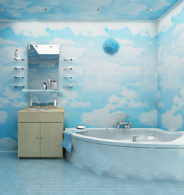 Отделка ванной комнаты с использованием стеновых панелей ПВХ - фото