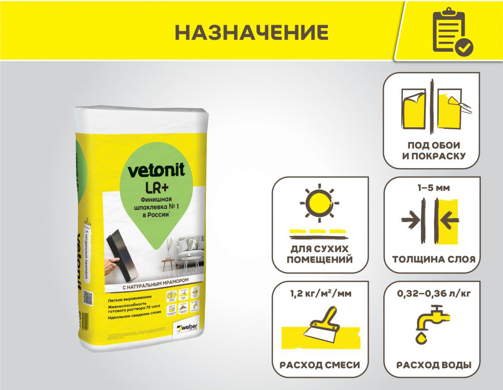 Шпаклевка Vetonit LR+ - фото
